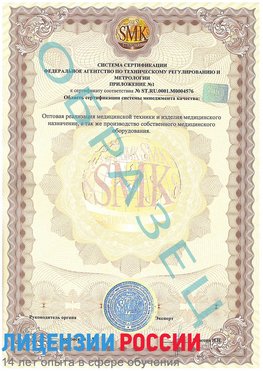 Образец сертификата соответствия (приложение) Советский Сертификат ISO 13485